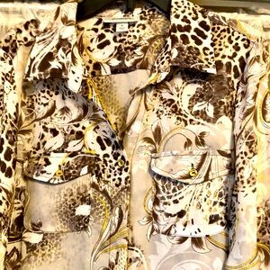 Women’s blouse by Dress Barn - Sz. Med. 
Beautiful Gold & Brown Design & Beiges